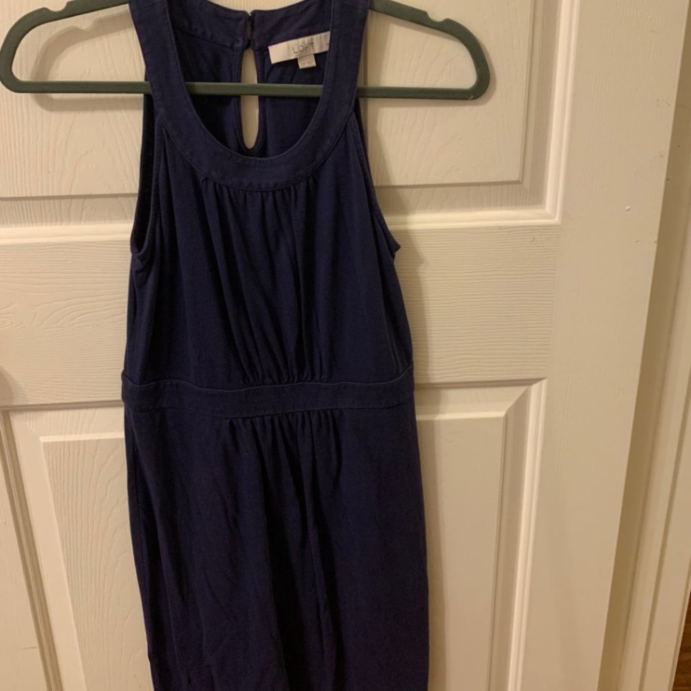 Ann Taylor Fitted Dark Blue Dress
